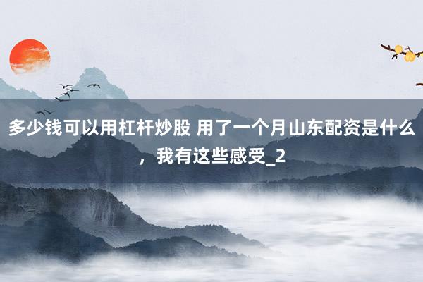 多少钱可以用杠杆炒股 用了一个月山东配资是什么,我有这些感受_2