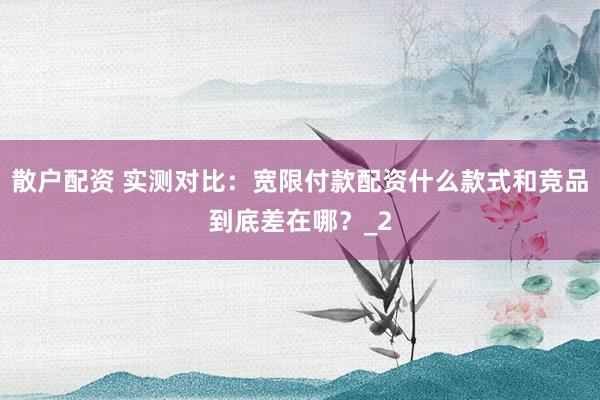 散户配资 实测对比：宽限付款配资什么款式和竞品到底差在哪？_2