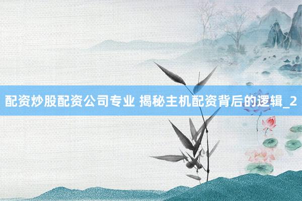 配资炒股配资公司专业 揭秘主机配资背后的逻辑_2